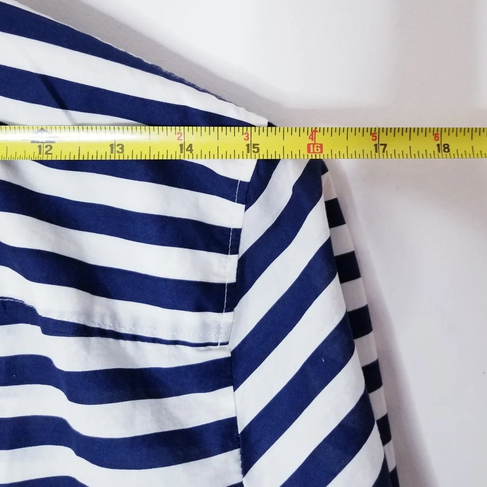 J.Crew Ivory and Navy Stripe Long Sleeve Buttondown Boy Shirt Sz 4